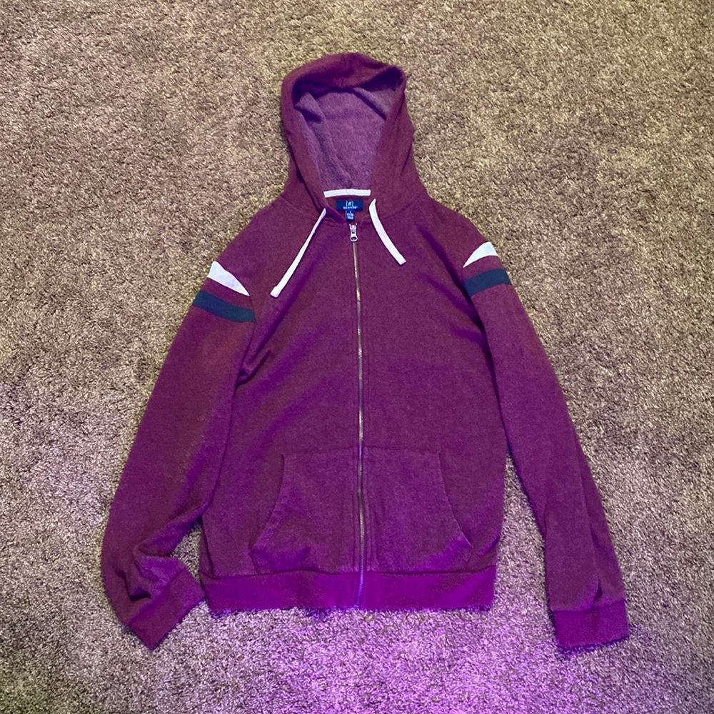 Maroon faux fur lightweight zip up